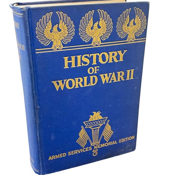 History Of World War II Armed Services Memorial Edition Hardcover Blue Gold 1940 - Picture 1 of 12